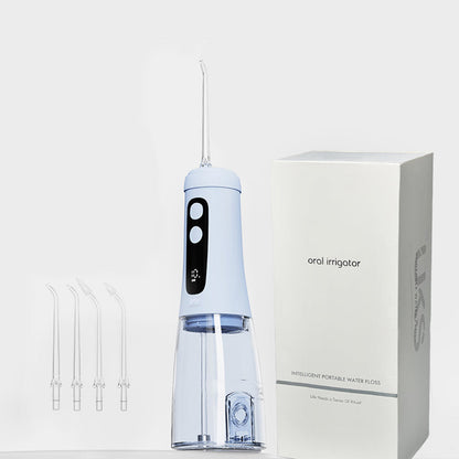  oral irrigator with packaging on a white background