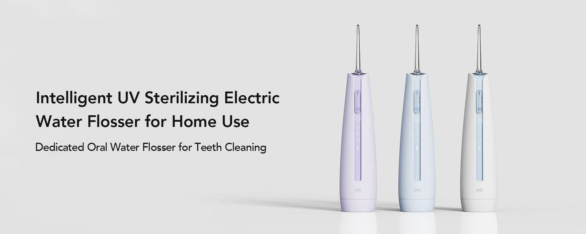Intelligent UV Sterilizing Electric Water Flosser for home use on a white background