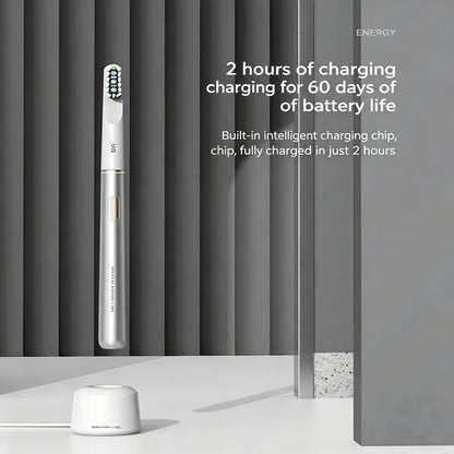 Electric toothbrush with charging station on a gray background